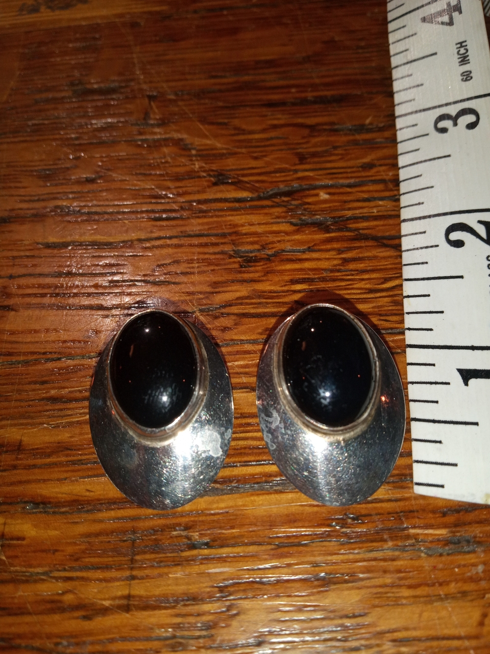 Sterling Silver Black Onyx Oval Stud Earrings